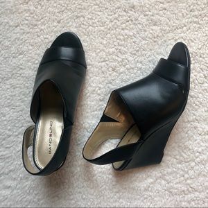Bandolino black wedge peep toe, size 7.5